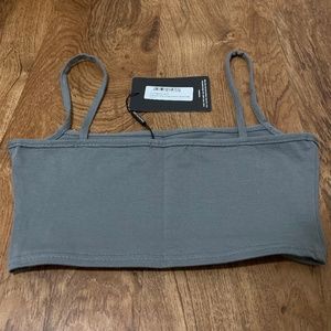 PLT Charcoal Grey Jersey Square Neck Crop Top